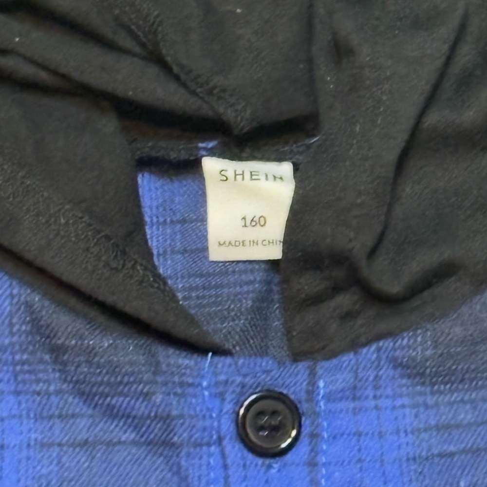 SHEIN Black and Blue Plaid Hoodie - Picture 4 of 4